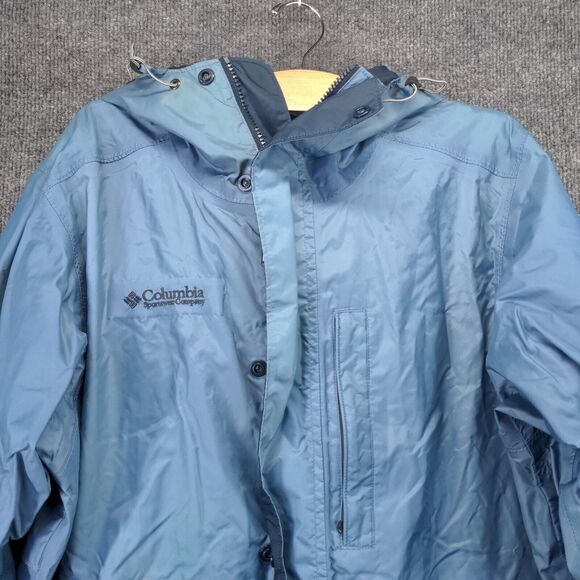 Columbia Omni-Tech Windbreaker Jacket Mens Small Blue Breathable Waterproof - Picture 2 of 16